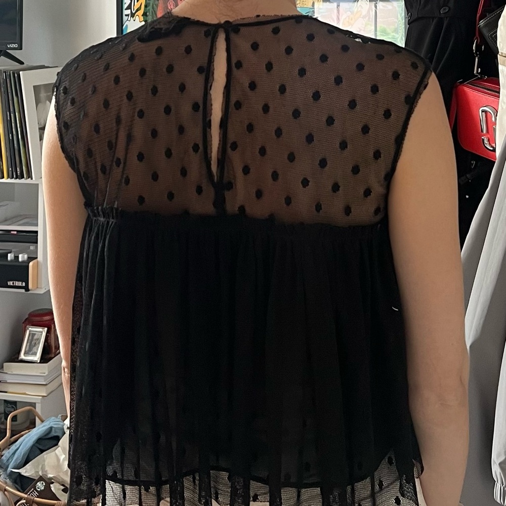 Black Polka Dot Zara Top - Picture 3 of 7